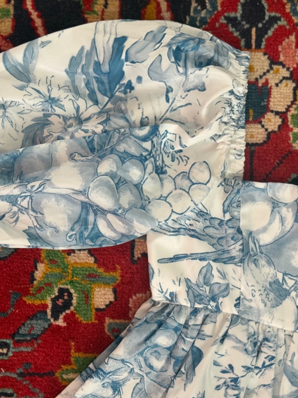Dusty Blue Toile Puff Selkie Style Mini Dress - Medium - Picture 7 of 8